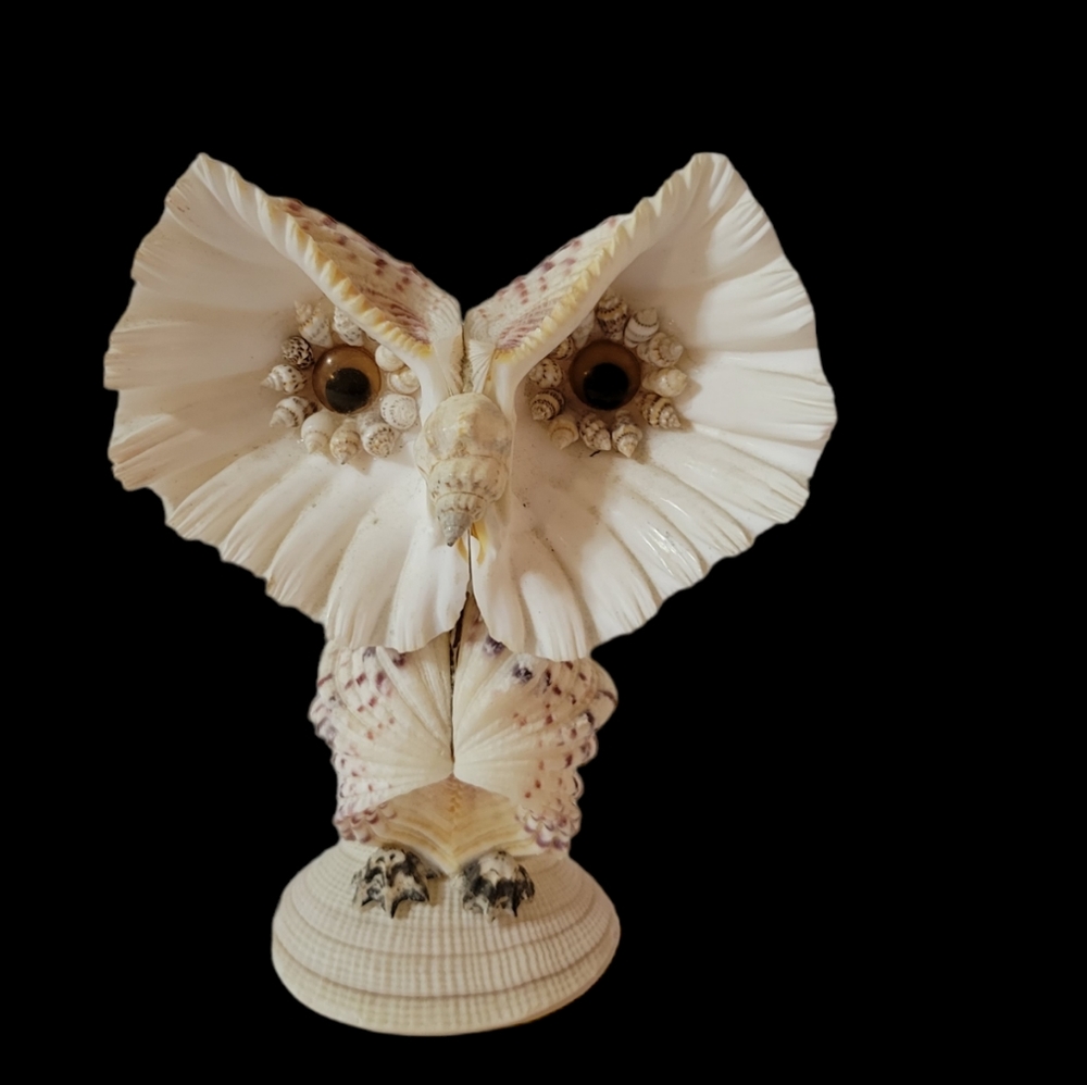 Hand Crafted Sea Shell Owl Figurine